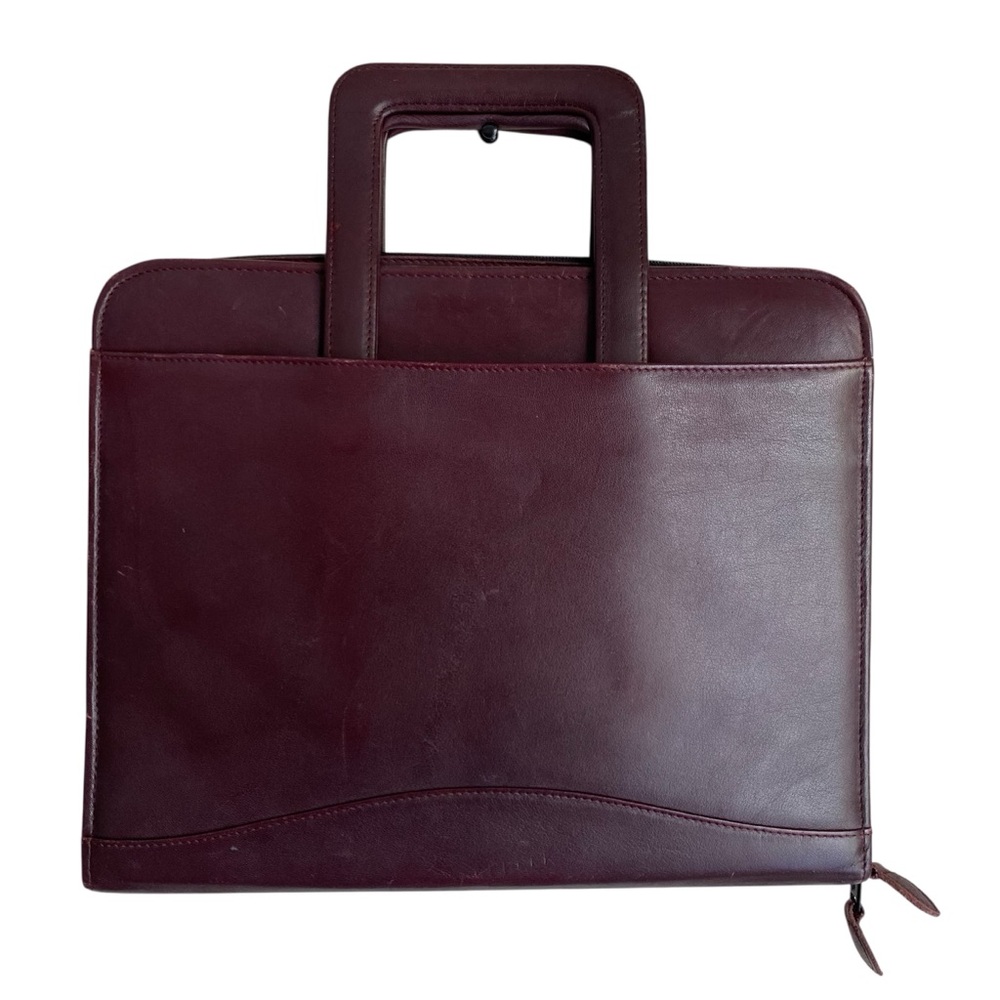 SCULLY Leather Planner Organizer Briefcase Binder Pockets Retractable Handle